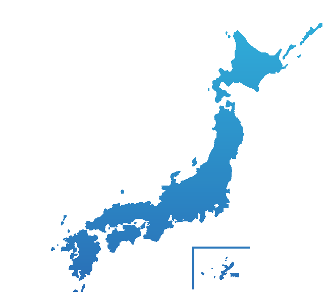 日本全国対応を示す日本地図